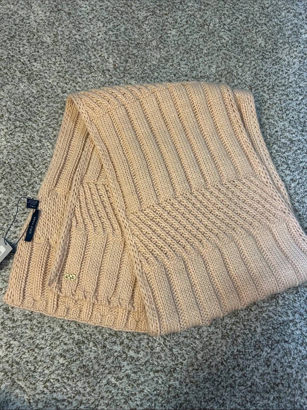 Cole Haan Blush Pink Ribbed Knit Scarf NWT